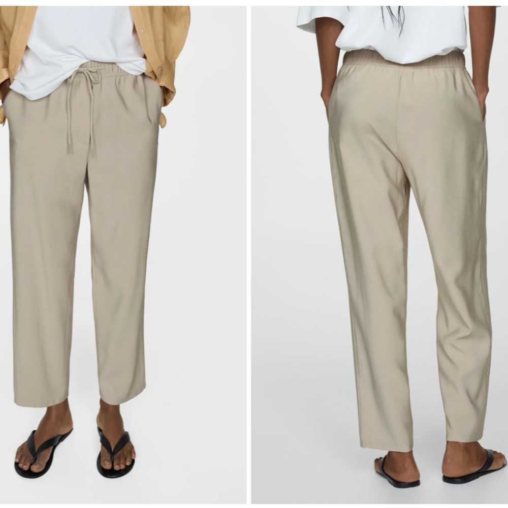 Mango beige drawstring jogger trousers